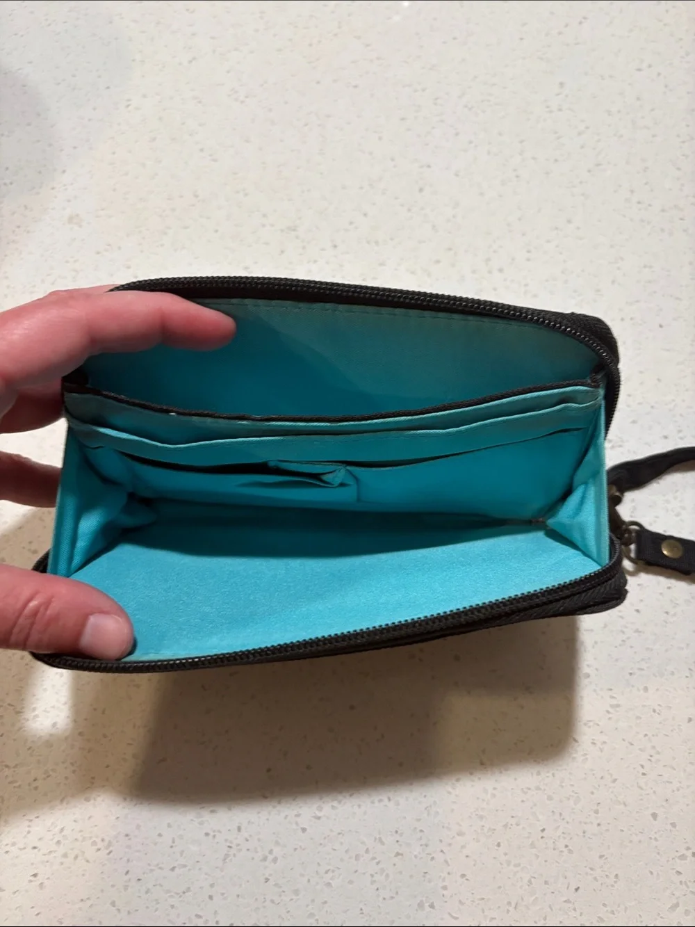 Travelon Black Zip Travel Wallet with Brass Accent